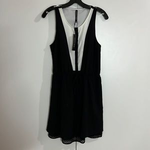 W118 by Walter Baker Sleeveless straw string on waist lace bottom dress